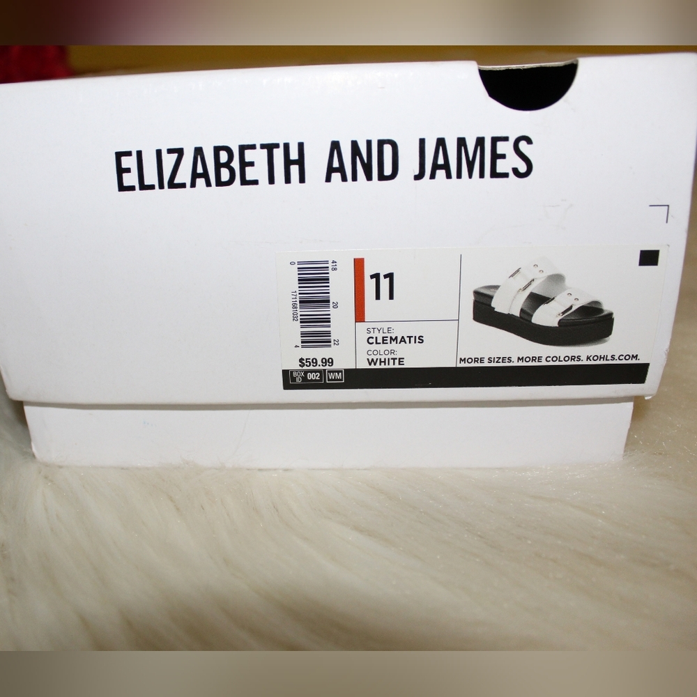 Elizabeth & James White Platform Adjustable Double Buckle Slide Clematis Sandals - Picture 11 of 11